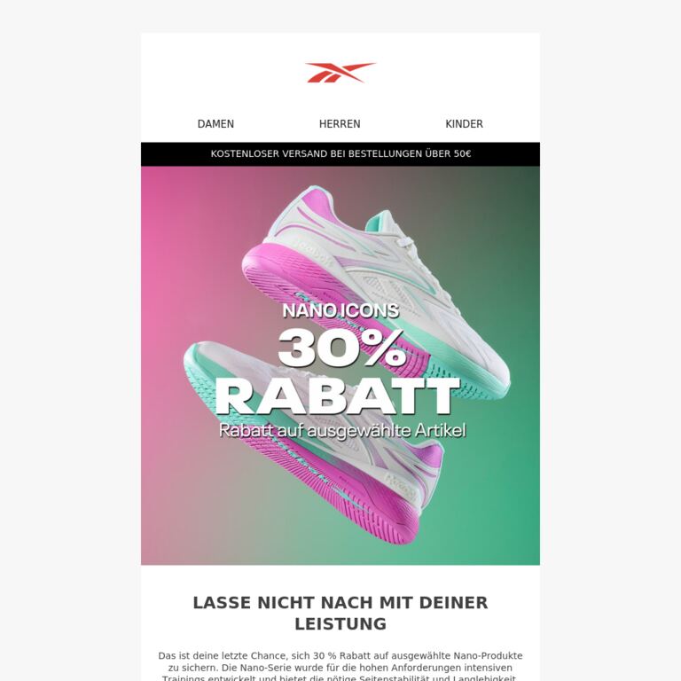 Letzte Chance: 30 % Rabatt auf Nano Icons - newsletter screenshot