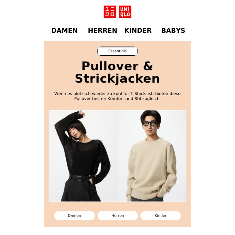 Leichte Pullover für frische Tage	 - newsletter screenshot
