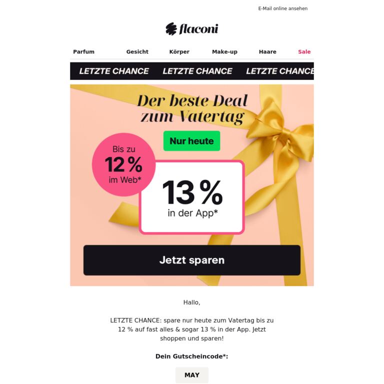 🚨Dein 13 %-Gutschein verschwindet - newsletter screenshot