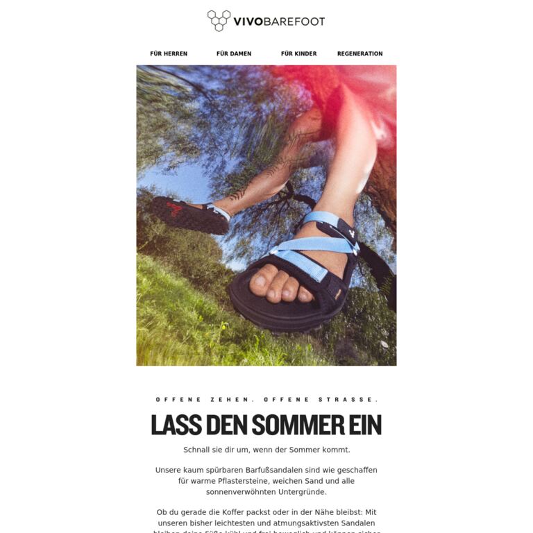Barfußsandalen für federleichte Abenteuer - newsletter screenshot