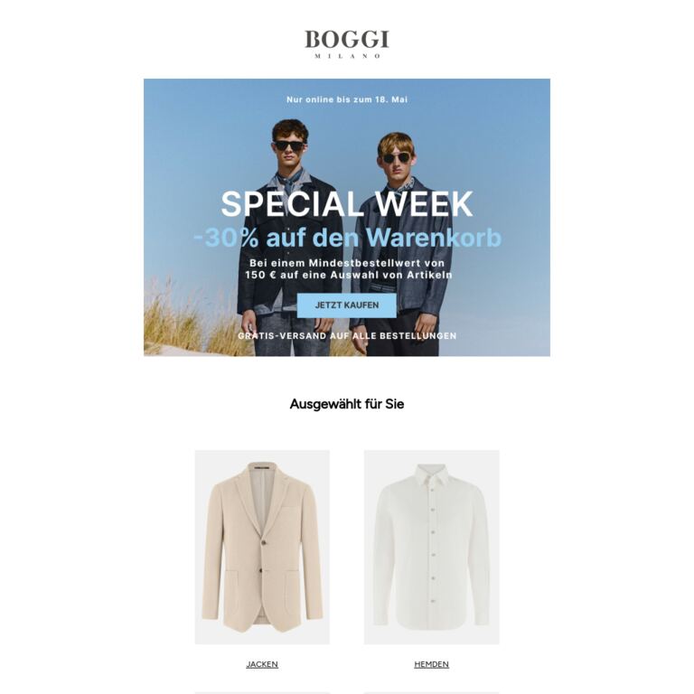 Special Week: die Aktion geht weiter - newsletter screenshot