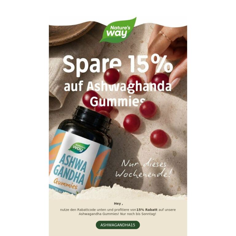 Hast du schon von unseren Ashwagandha Gummies gehört? - newsletter screenshot