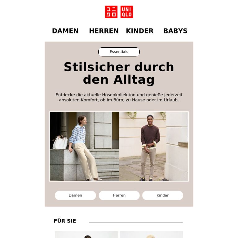 Hosen für jeden Anlass - newsletter screenshot