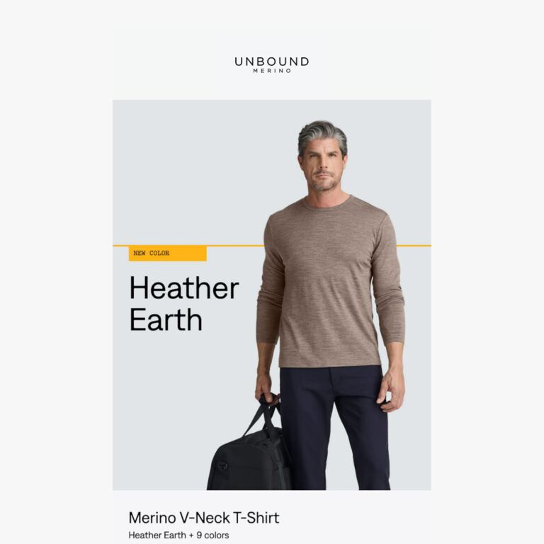 New Color Drop: Heather Earth. - newsletter screenshot