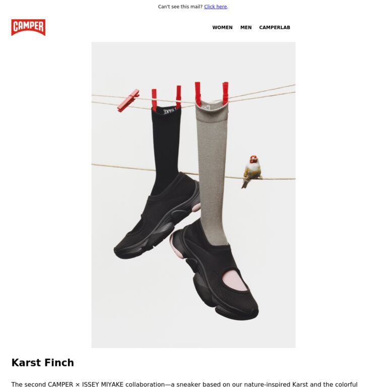 CAMPER × ISSEY MIYAKE - newsletter screenshot