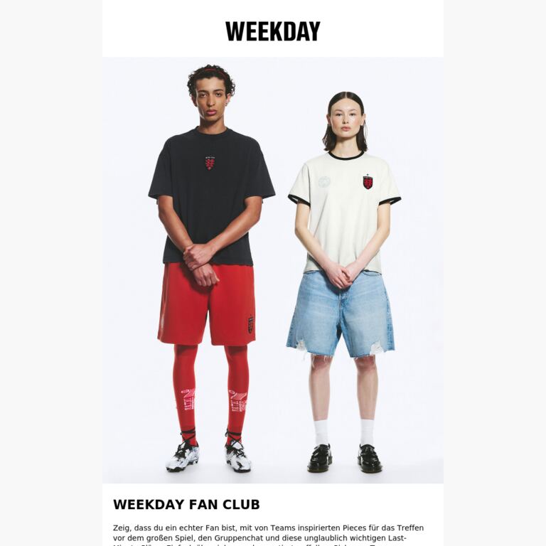 Neue Kollektion: WEEKDAY FAN CLUB - newsletter screenshot