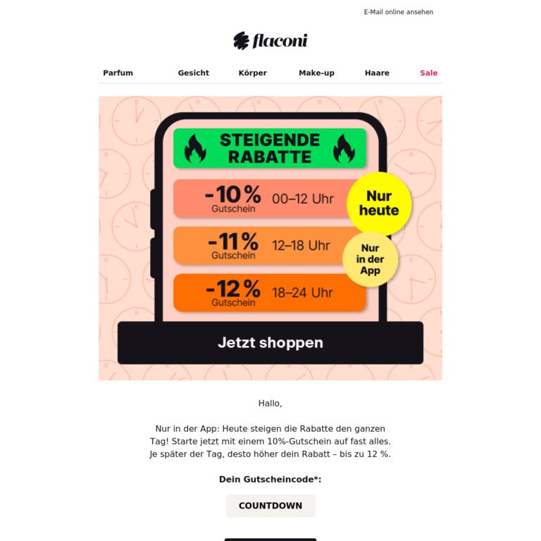 Steigende Rabatte: Bis zu 12 % in der App - newsletter screenshot