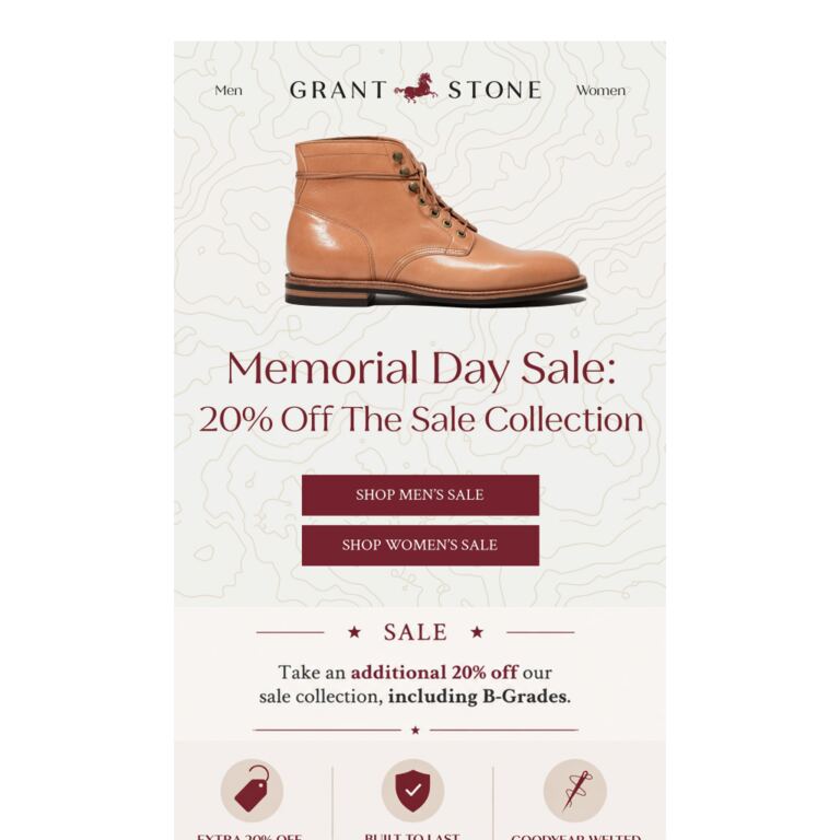 The Memorial Day Sale Starts Now - newsletter screenshot
