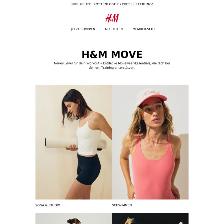 H&M MOVE - newsletter screenshot