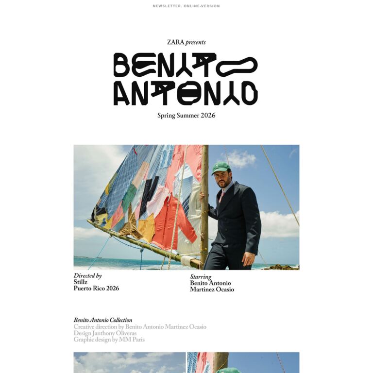 Zara presents BENITO ANTONIO - newsletter screenshot