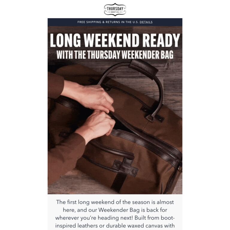 Long Weekend Ready! - newsletter screenshot