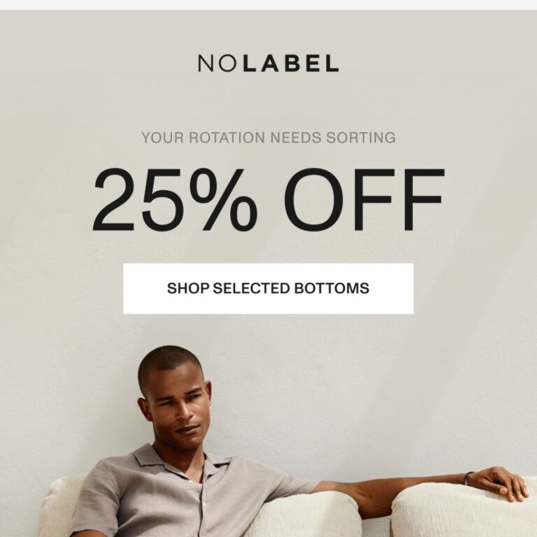 25% off selected bottoms - newsletter screenshot