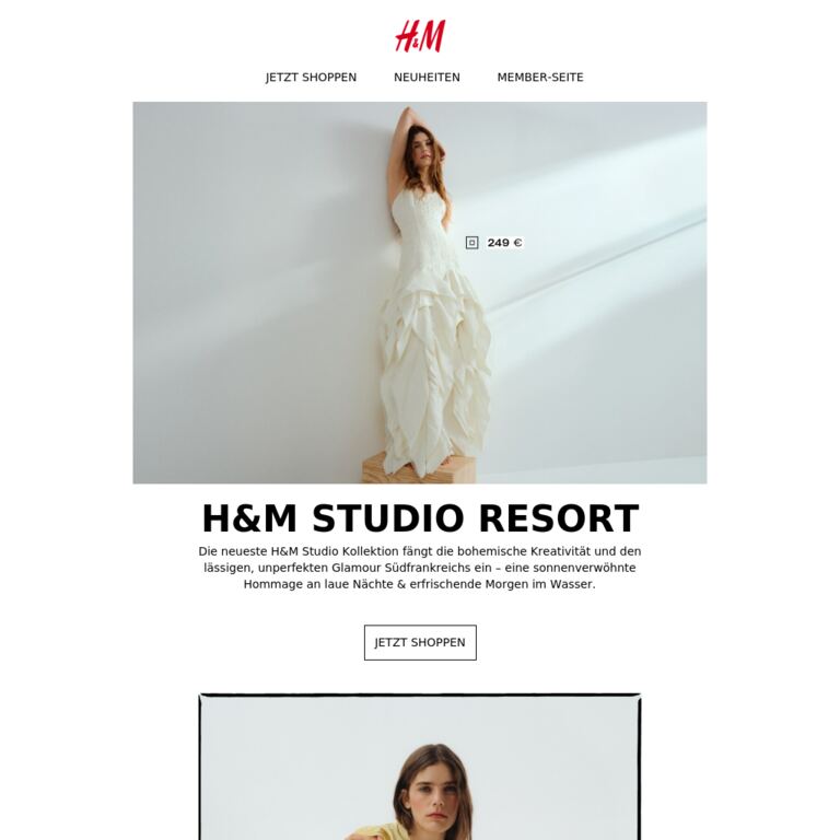 Neu eingetroffen: H&M Studio Resort - newsletter screenshot
