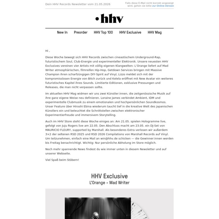 L'Orange | Getdown Services | Lizzo | Kelela - newsletter screenshot