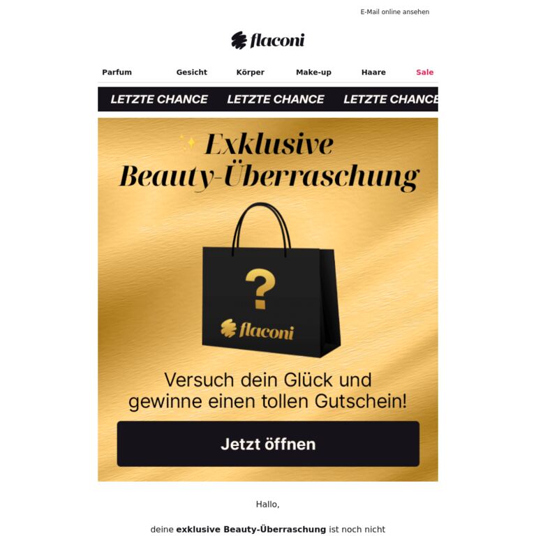 Deine Beauty-Überraschung wartet noch 🛍️ - newsletter screenshot
