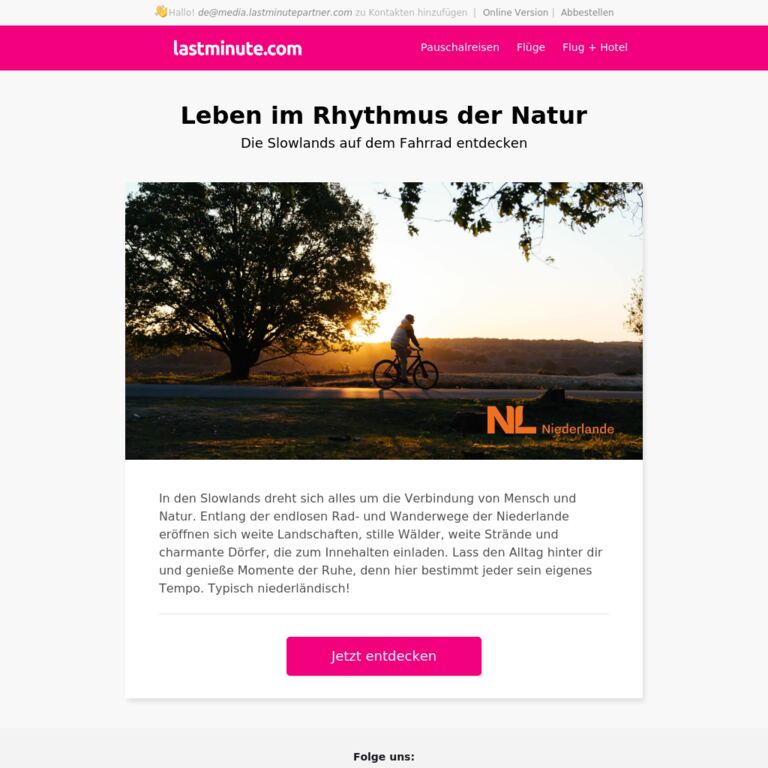 Willkommen in den Slowlands - newsletter screenshot