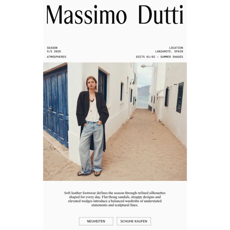 Sandalen im minimalistischen Stil - newsletter screenshot
