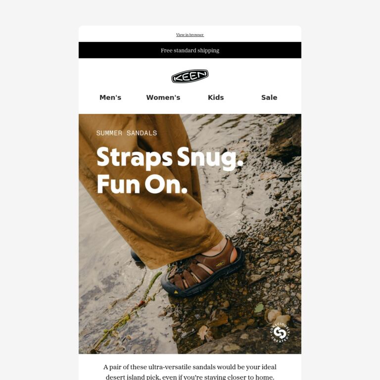 100% Summer-Ready Sandals - newsletter screenshot