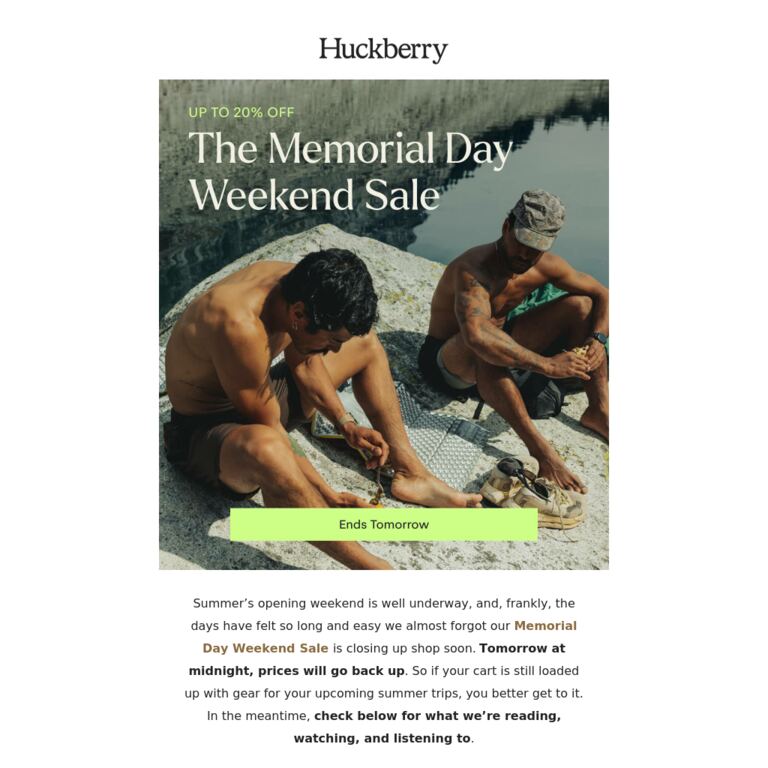 Ends Tomorrow: The Memorial Day Weekend Sale - newsletter screenshot