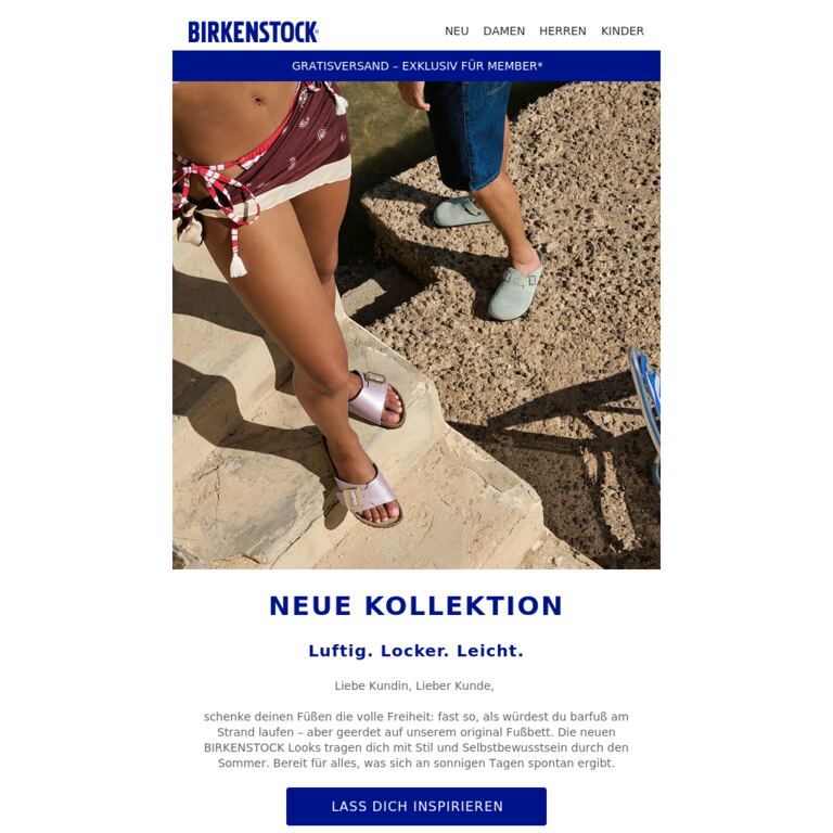 Fühl dich frei. Fühl dich barfuß. - newsletter screenshot