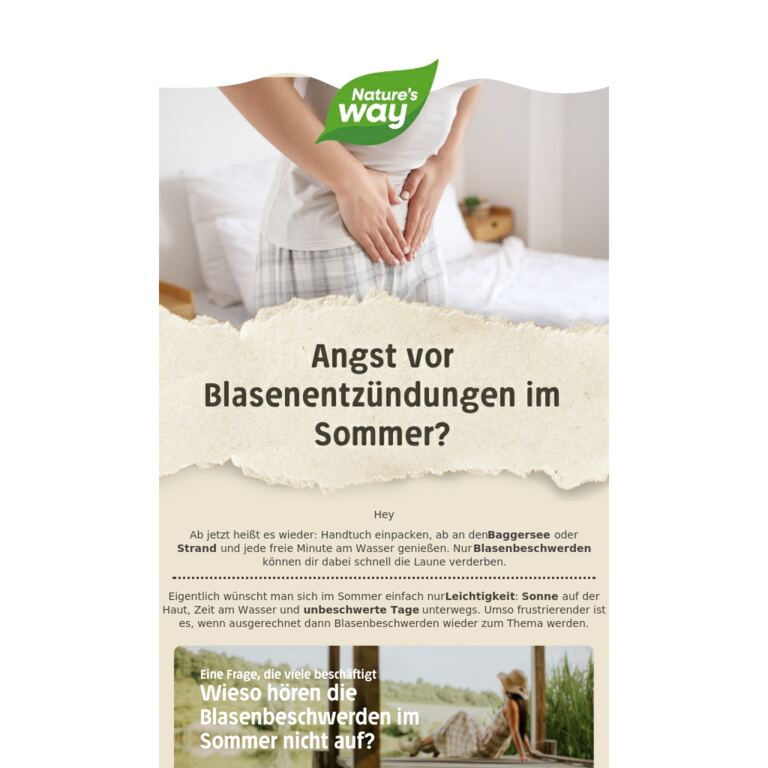 Sichere dir Hilfe bei Blasenentzündungen - newsletter screenshot