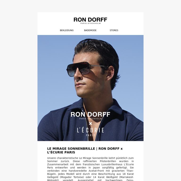 Wieder auf lager: LE MIRAGE Sonnenbrille - newsletter screenshot