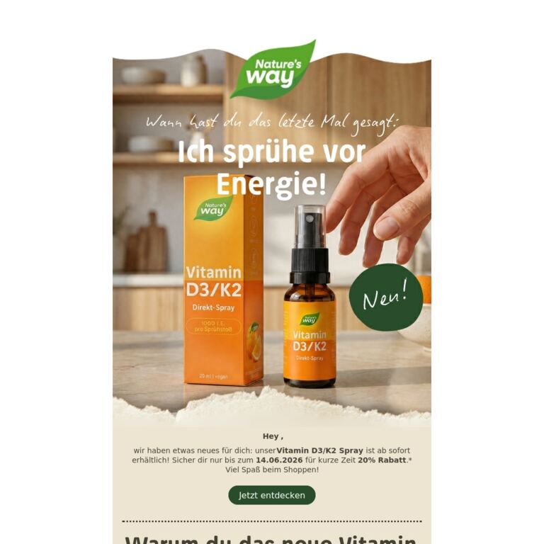 🌞 Neu: Vitamin D3/K2 Spray für dich! - newsletter screenshot