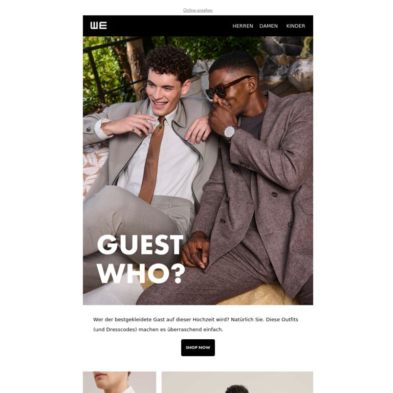 Werden Sie der bestgekleidete Hochzeitsgast - newsletter screenshot
