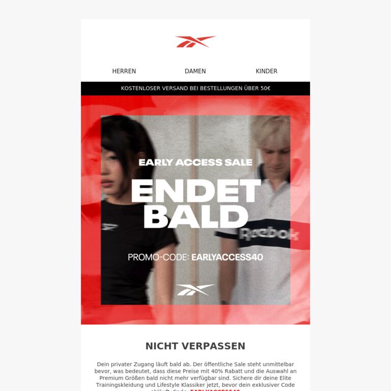 Die Zeit läuft: Dein Early Access endet bald - newsletter screenshot