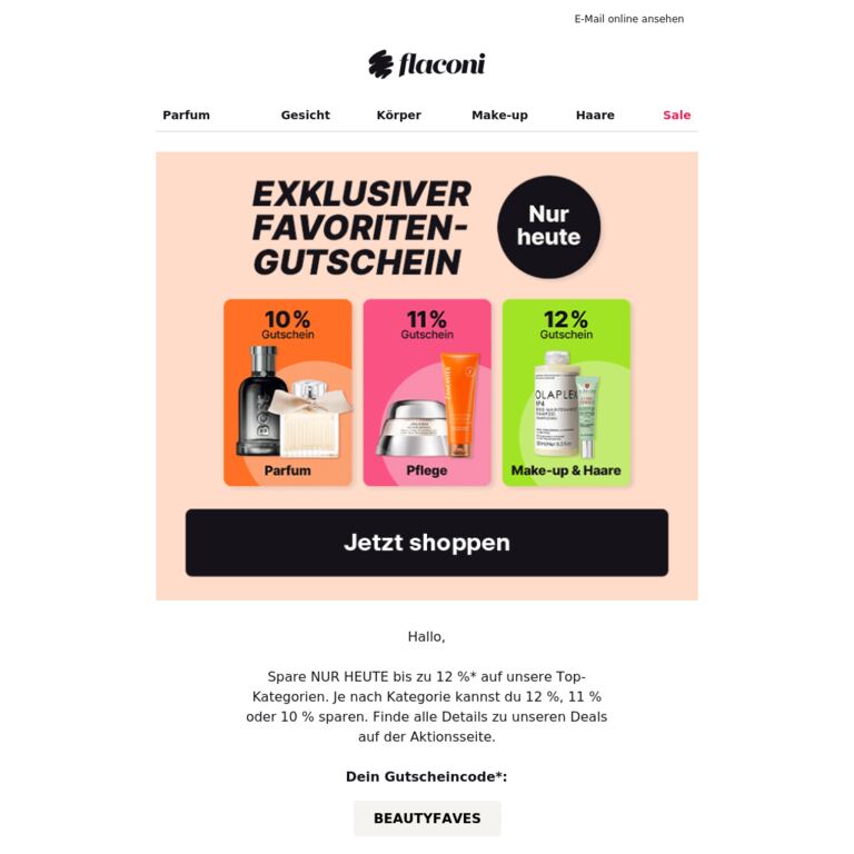 ✨ Exklusiv für dich: Bis zu 12 % Rabatt - newsletter screenshot