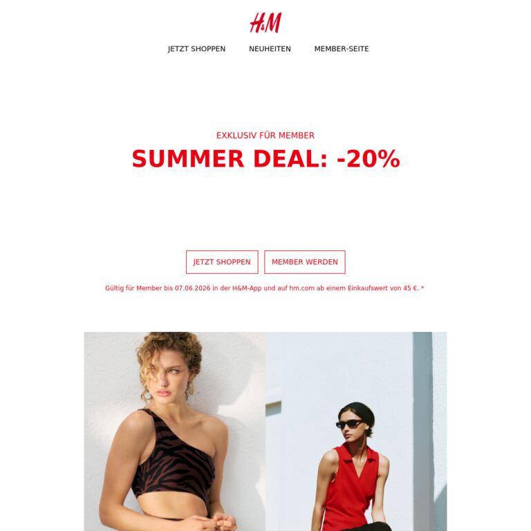 Summer Deal: -20% - newsletter screenshot