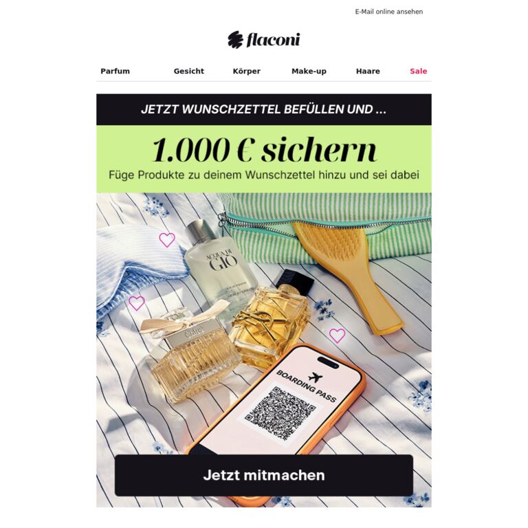 🩷 Lieblingsprodukte merken = 1.000 € sichern - newsletter screenshot