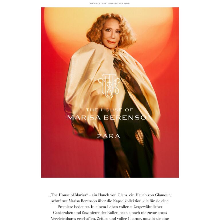 The House of Marisa Berenson - newsletter screenshot