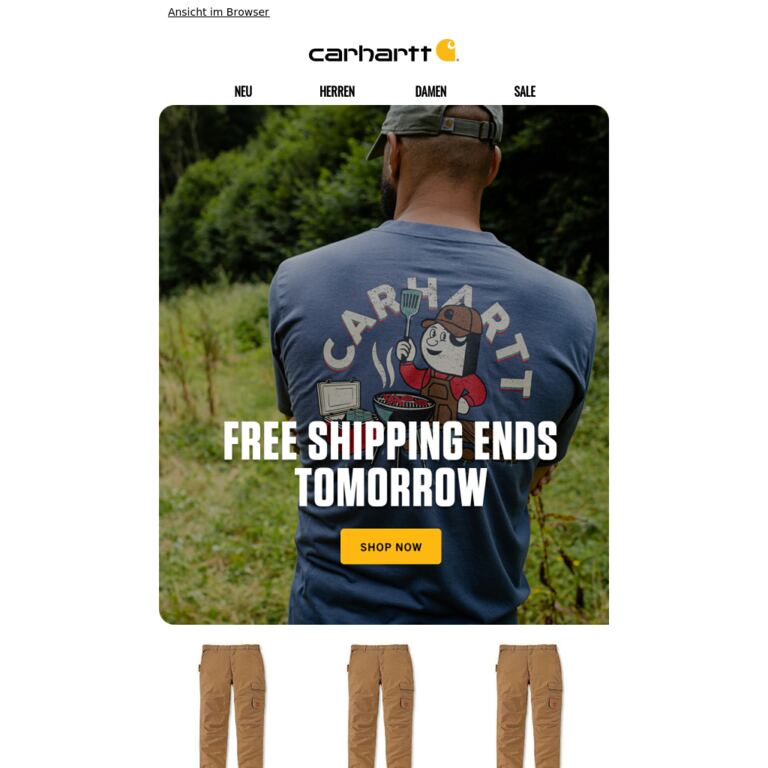 Free Shipping Ends Tomorrow - newsletter screenshot
