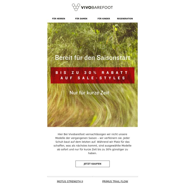 Bis zu 30 % Rabatt – jetzt shoppen - newsletter screenshot