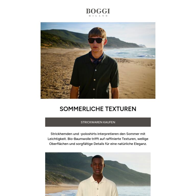 Hemden und Poloshirts für den Sommer - newsletter screenshot