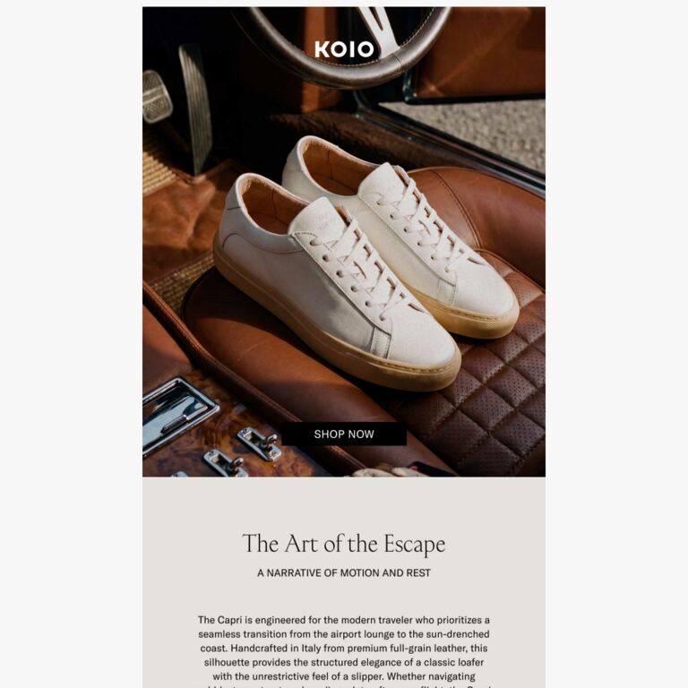 The Capri: Italian Ease for the Journey - newsletter screenshot