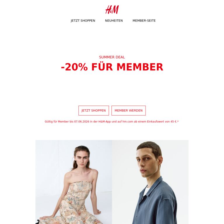 Letzte Chance: -20% für Member - newsletter screenshot