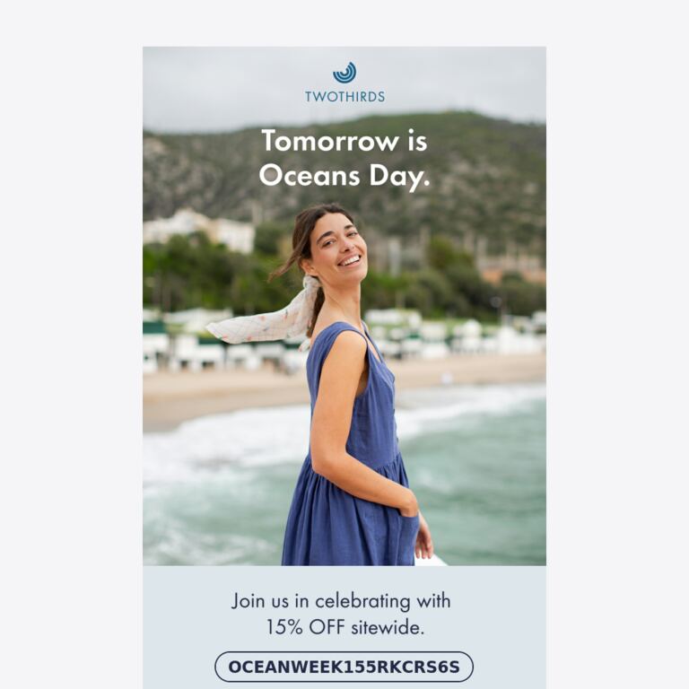 Celebrating the ocean! 15% OFF - newsletter screenshot