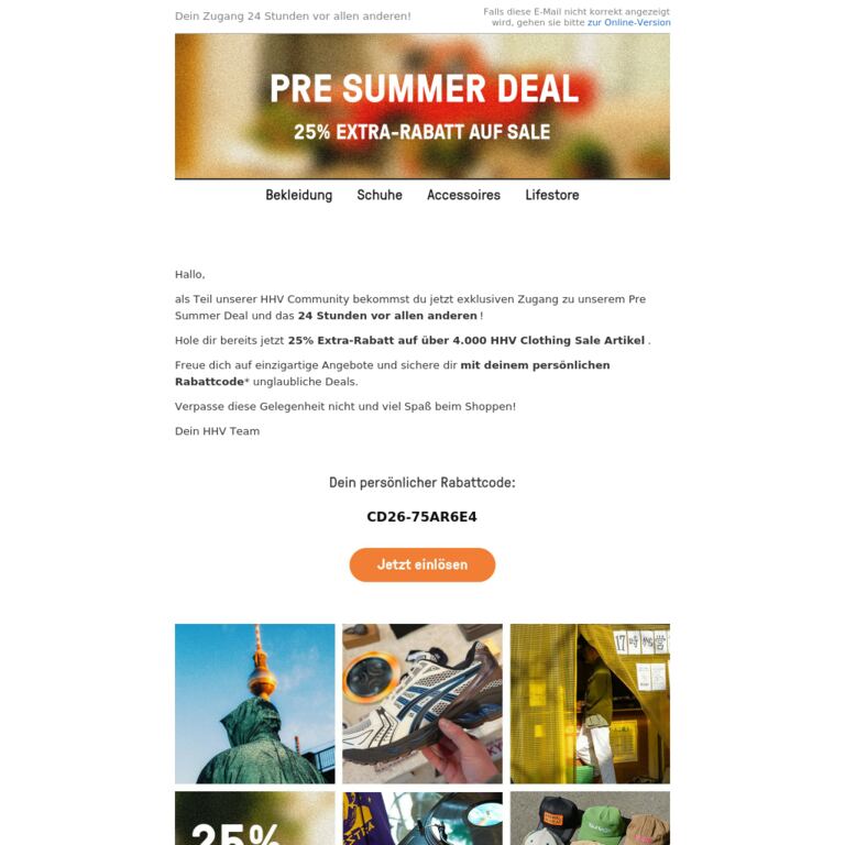 Pre Summer Deal: Exklusiver Pre-Access. Sei unter den Ersten! - newsletter screenshot