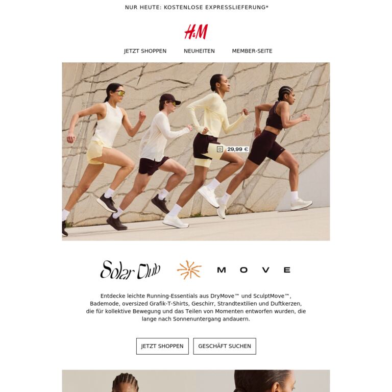 Solar Club H&M Move - newsletter screenshot