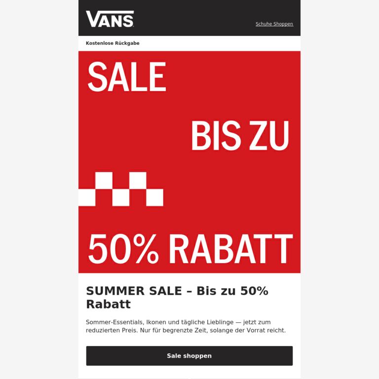 Summer Sale läuft: bis zu 50% Rabatt - newsletter screenshot