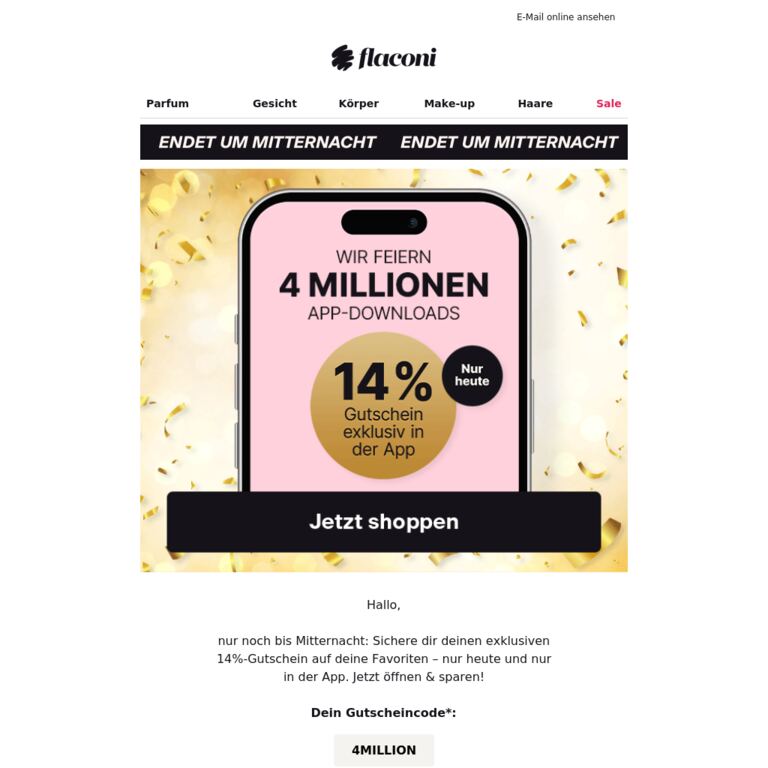 Letzte Chance 😮 Dein 14%-Gutschein - newsletter screenshot