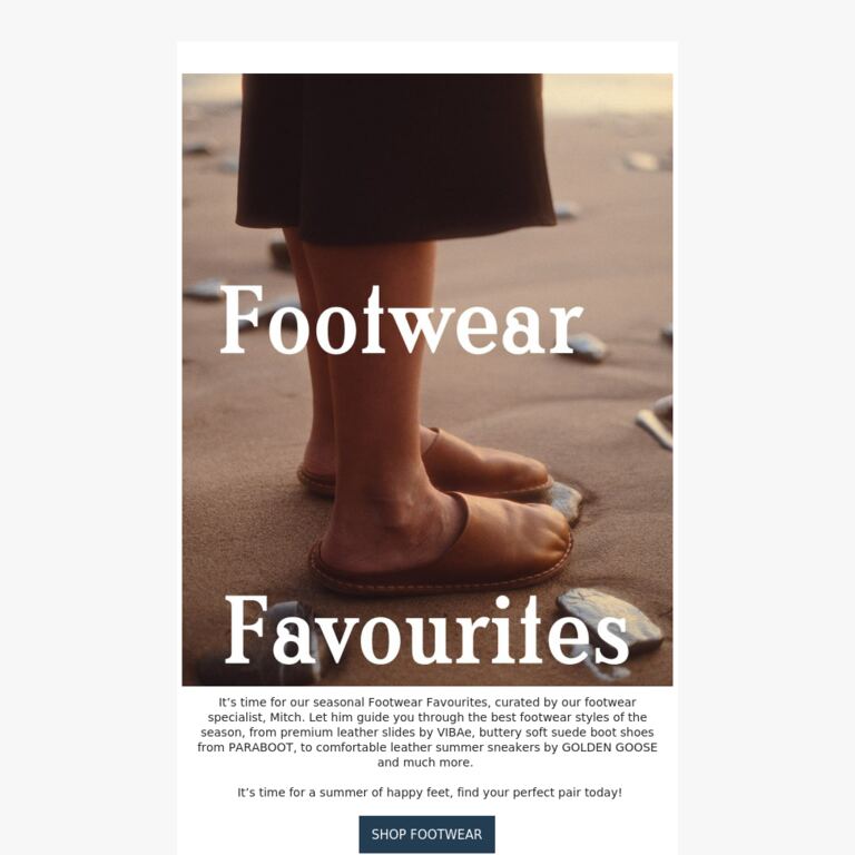 Footwear Favourites Handpicked by Mitch - newsletter screenshot