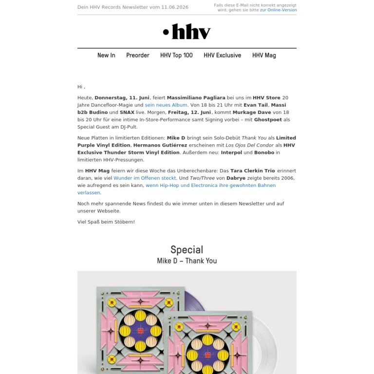Mike D | Bonobo | Interpol | Hermanos Gutiérrez - newsletter screenshot