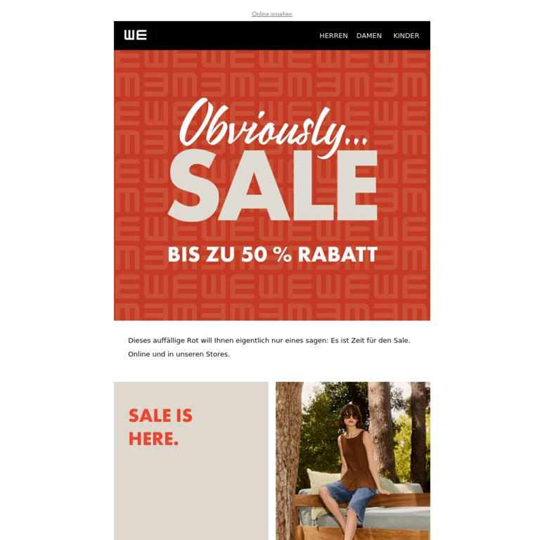 Der Sale hat offiziell begonnen - newsletter screenshot