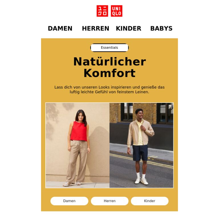 Looks aus feinstem Leinen - newsletter screenshot