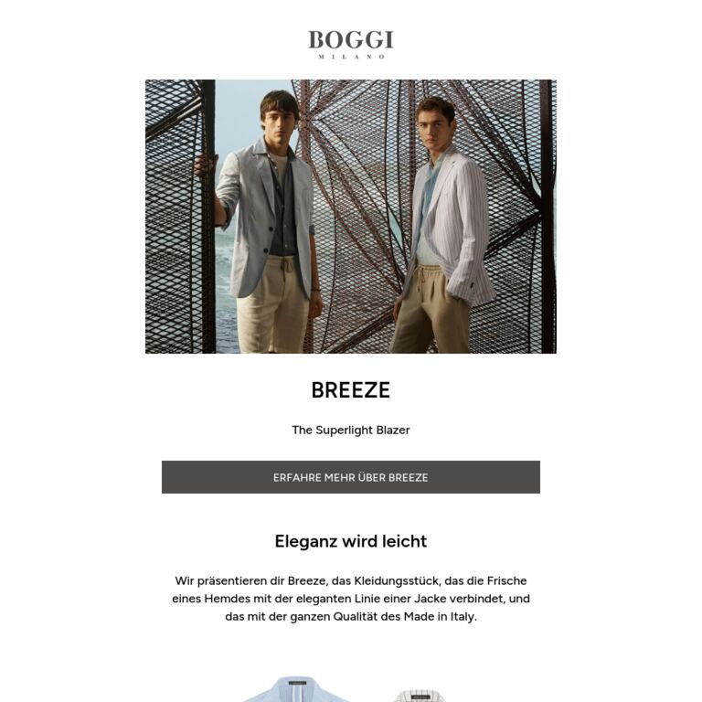 Wir präsentieren dir Breeze: The Superlight Blazer - newsletter screenshot