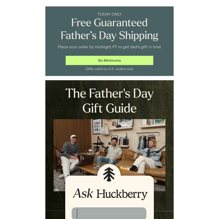 Ask Huckberry: Dad Edition - newsletter screenshot