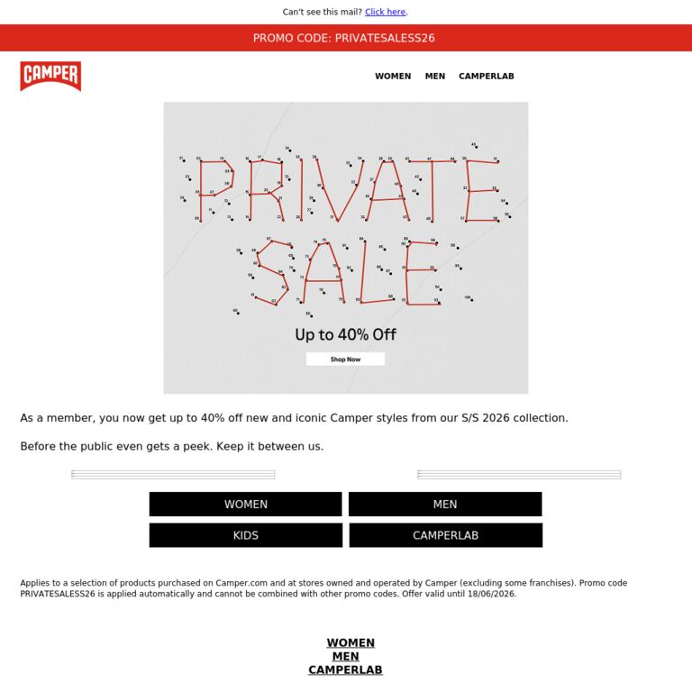 Up to 40% off - newsletter screenshot